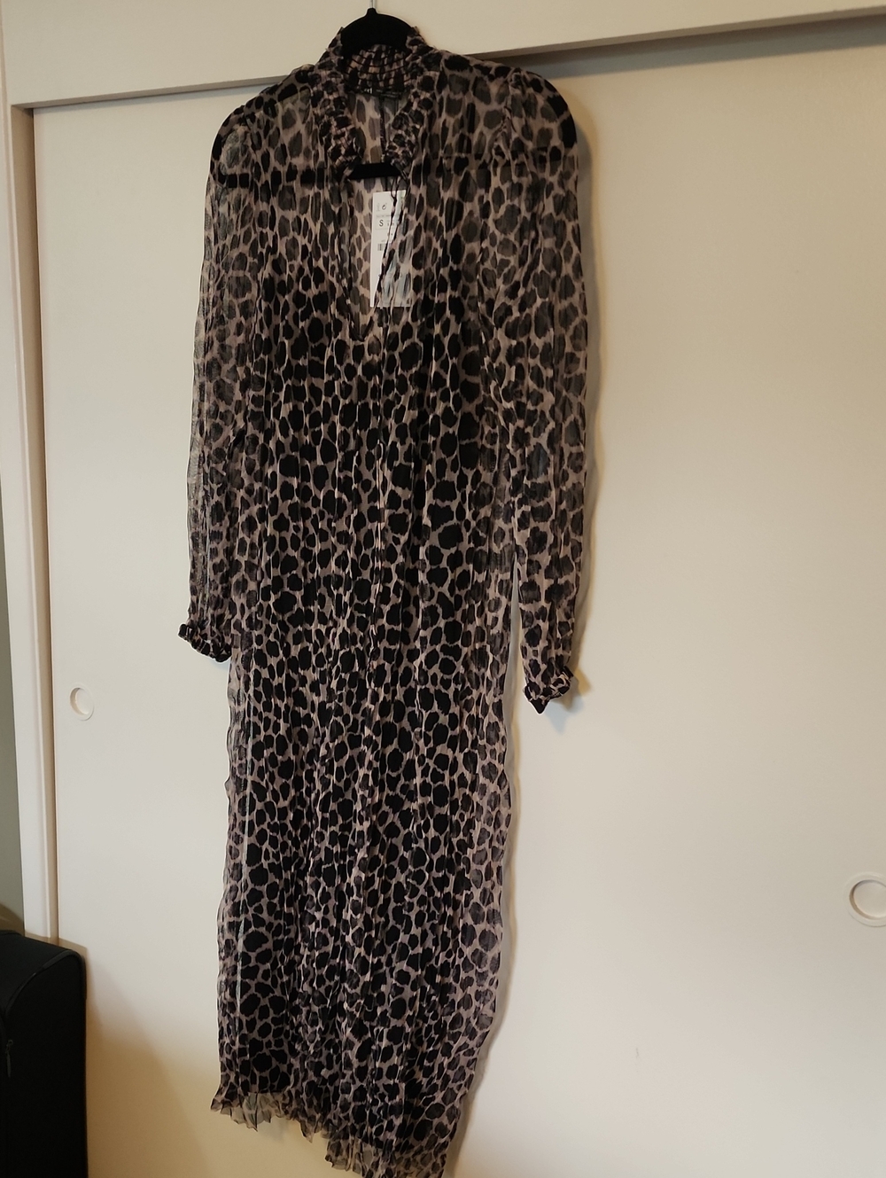 Zara Sheer Leopard-Print Maxi Dress in Black and Taupe - Picture 3 of 4